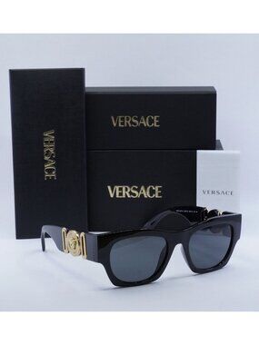 Versace VE4479U GB1/87 Square Sunglasses - Black/Dark Grey
